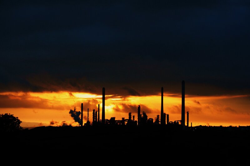Factory silhouette at sunset