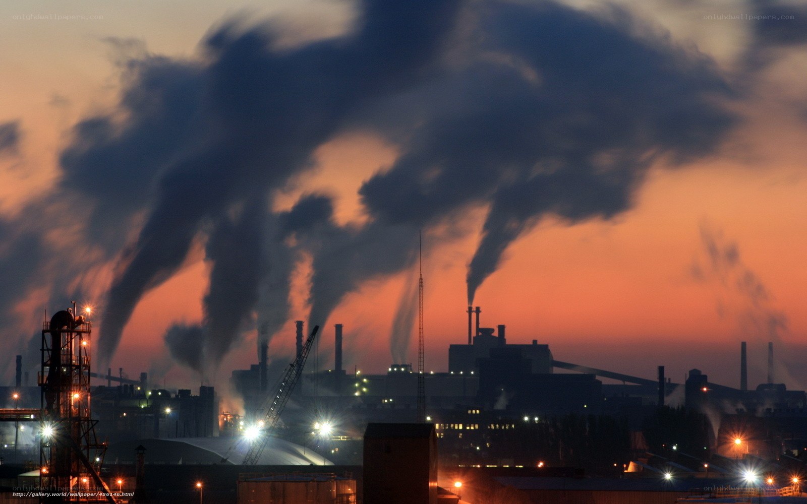 Factory smoke at dusk