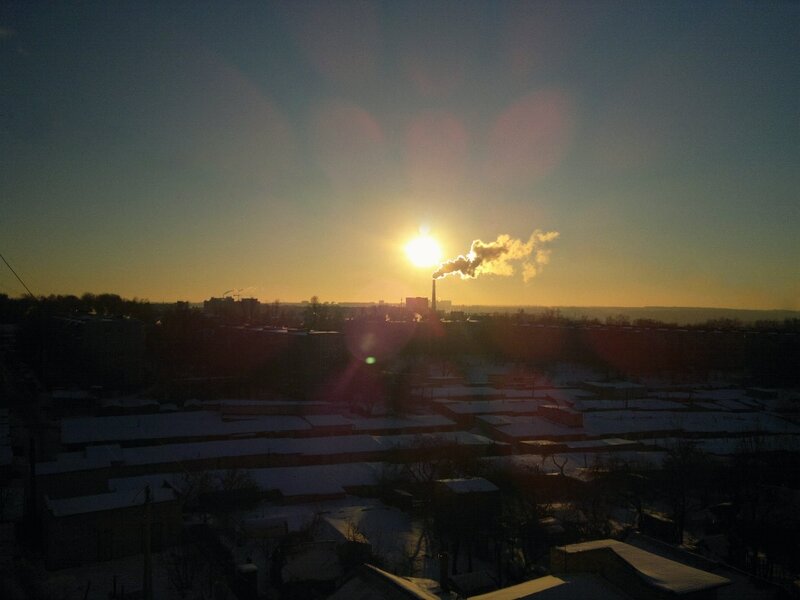Factory Smoke at Sunset — Yellow
