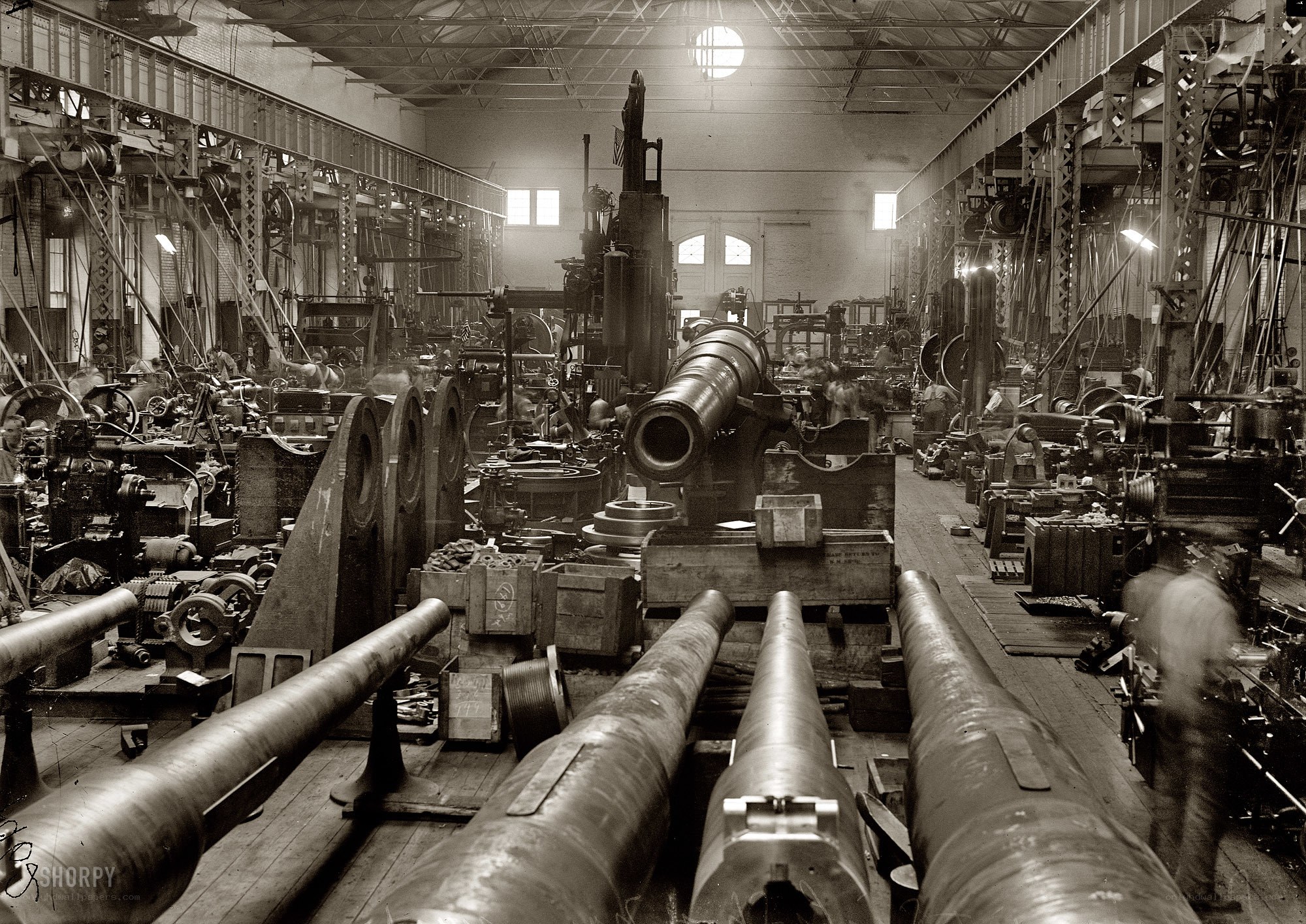 Factory with cannons and machinery