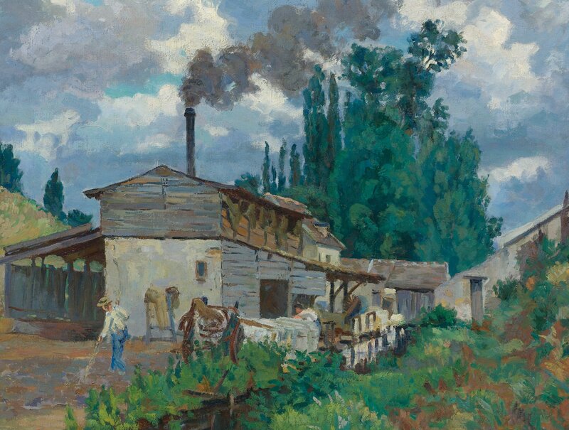 Factory with Smokestack