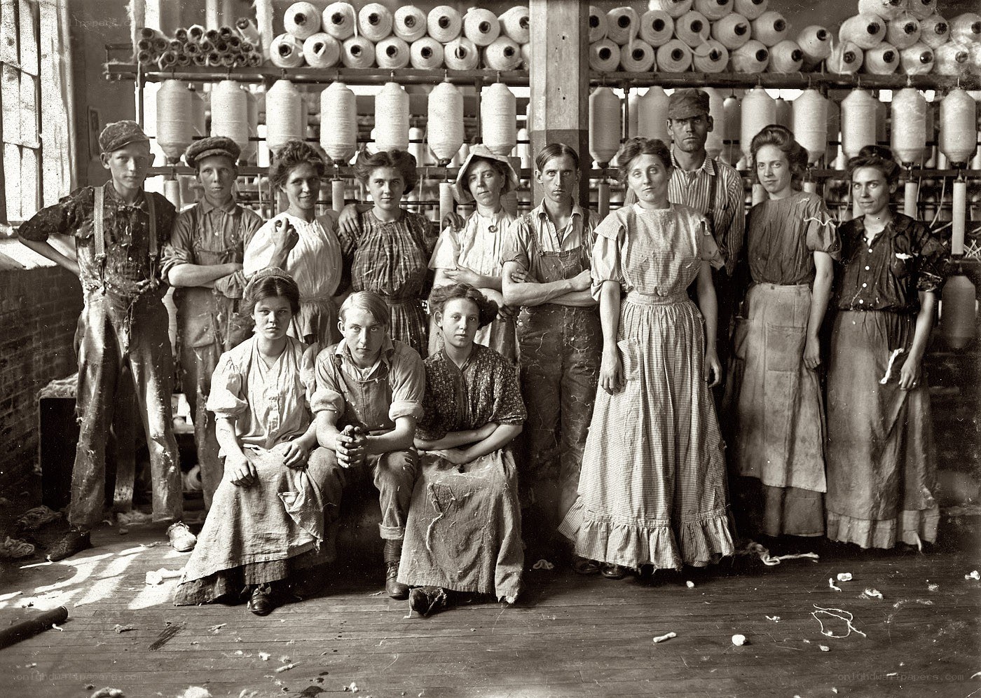 Factory workers in textile mill