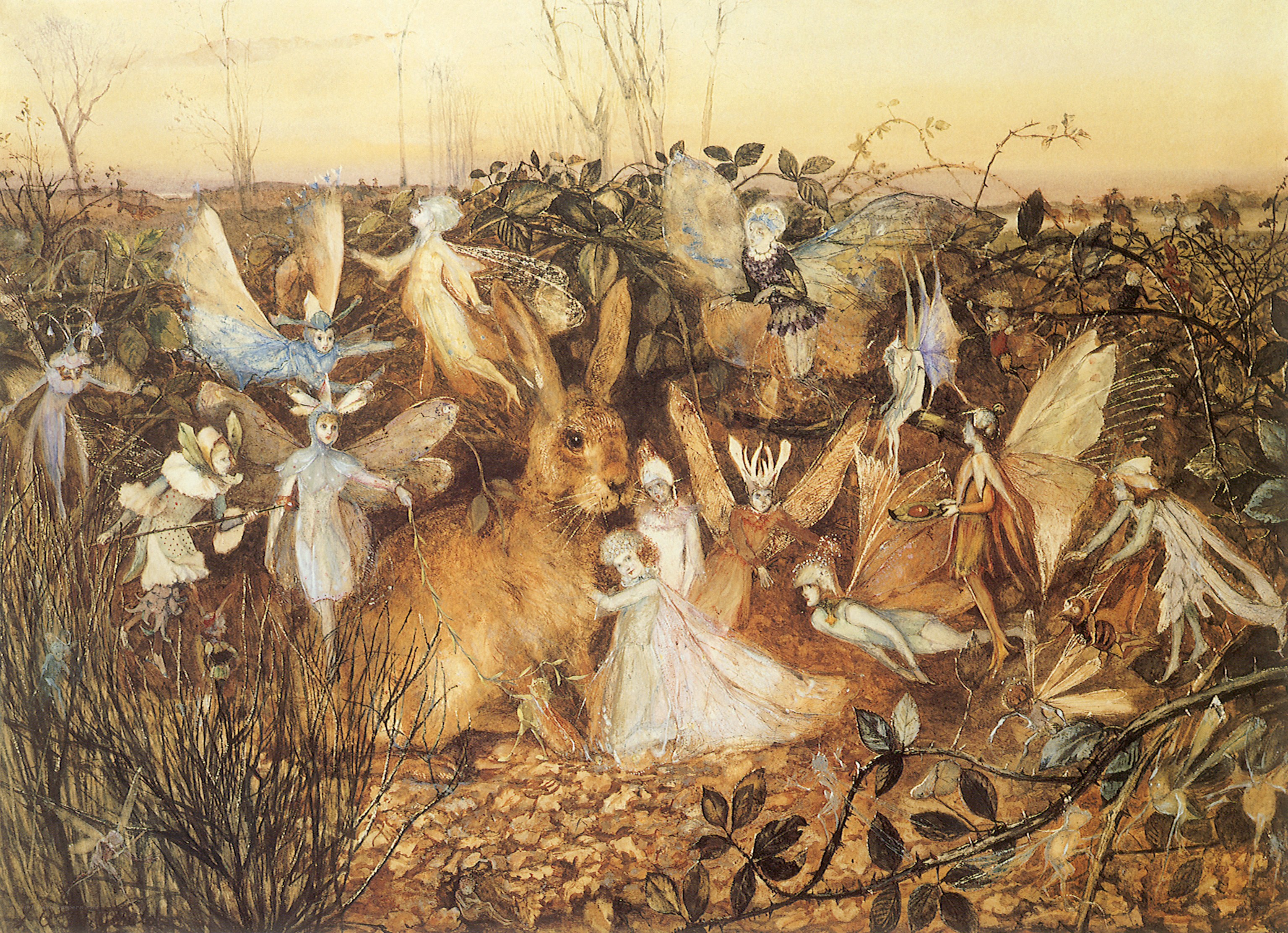 Fairies and a Hare in a Wood