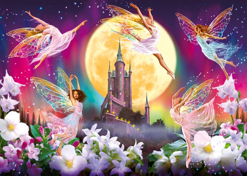 Fairies Flying Around Castle — Purple
