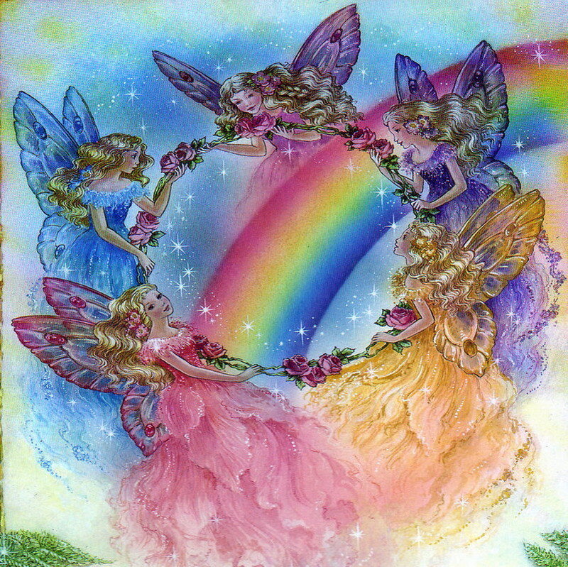 fairies holding a rainbow
