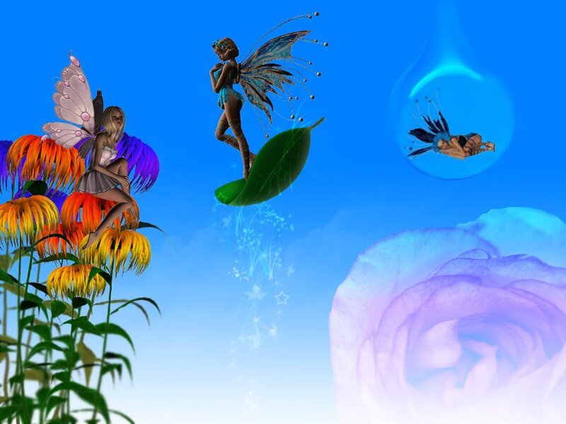 fairies in a colorful garden