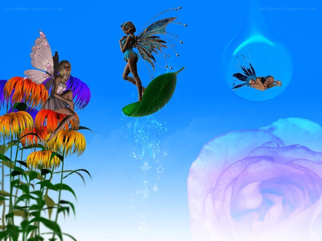fairies in a colorful garden