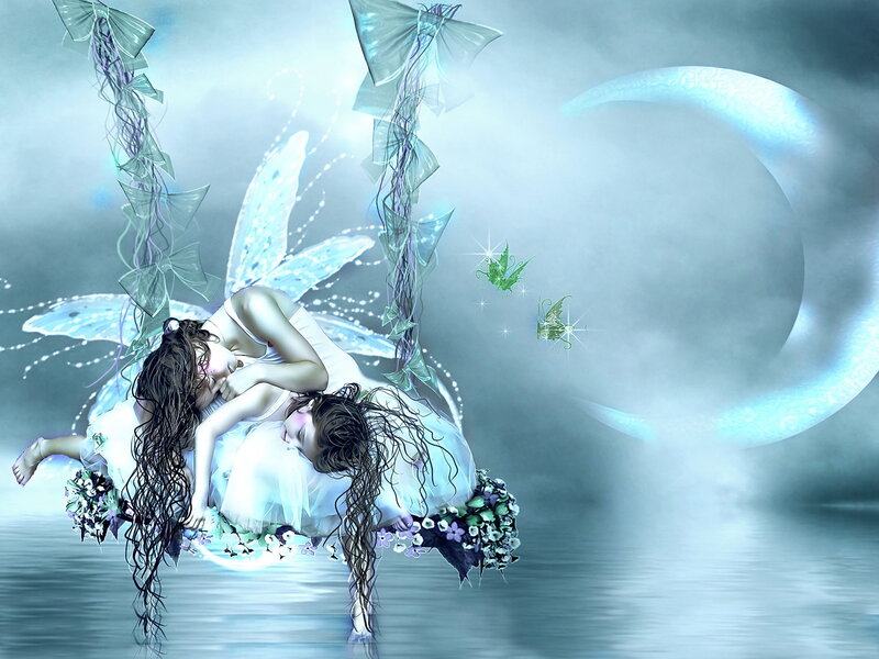 fairies in a dreamy moonlight scene