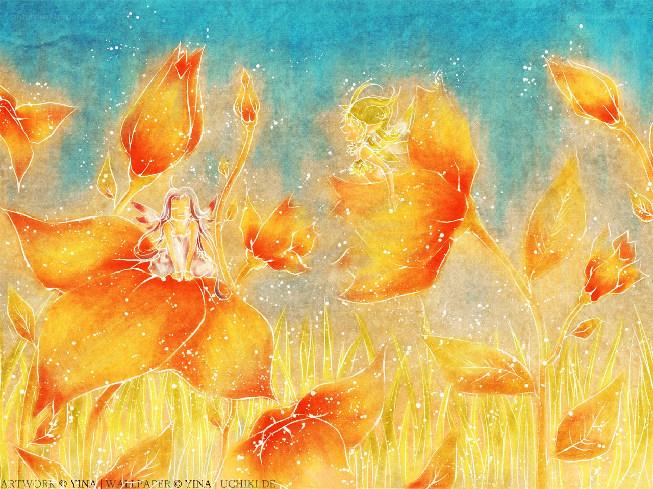 fairies in a flower field