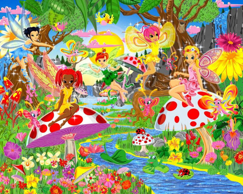 Fairies in a Forest — Green, Playful