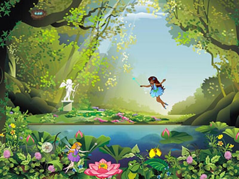 Fairies in a Forest — Green, Serene, Afternoon