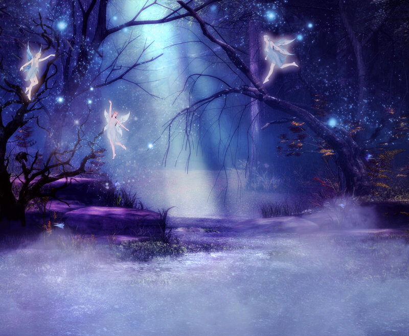 Fairies in a Forest — Purple, Magical, Night