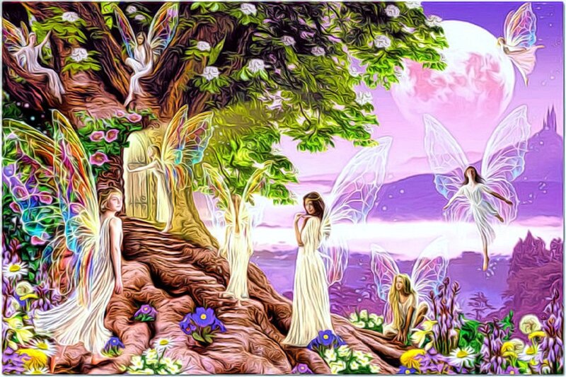 Fairies in a Forest — Purple, Serene