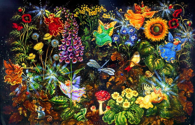 Fairies in a Garden — Green, Magical
