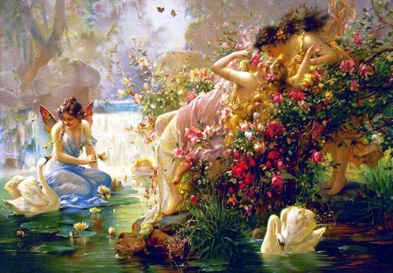 Fairies in a Garden — Green, Serene