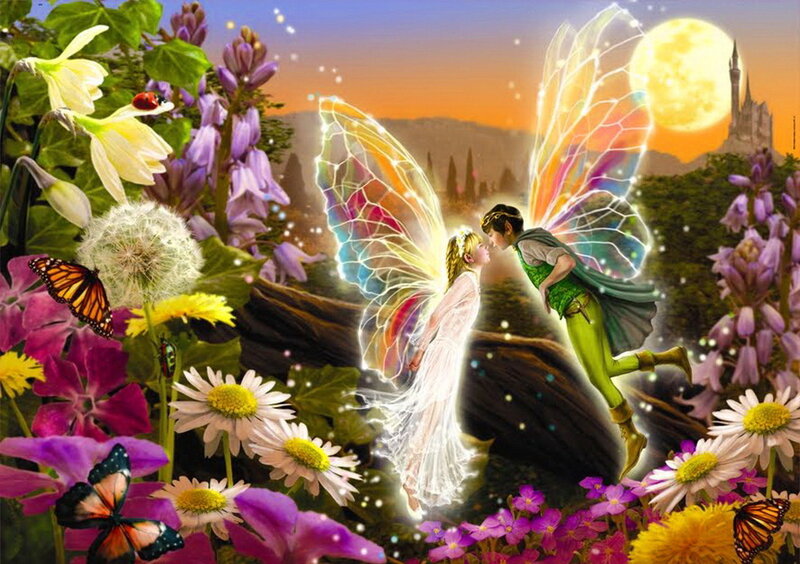 Fairies in a Garden — Purple, Serene