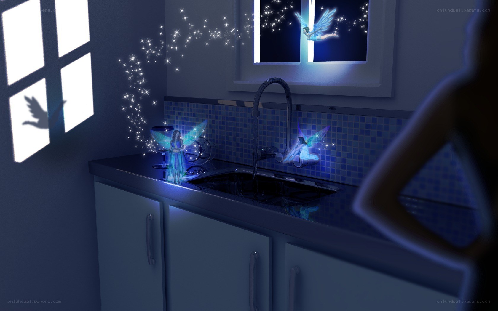Fairies in a kitchen