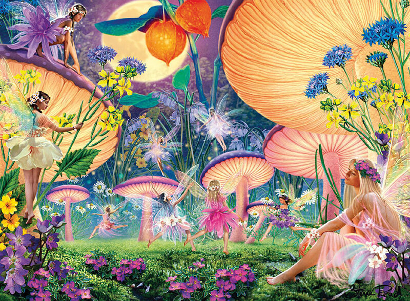 Fairies in a Mushroom Forest — Purple
