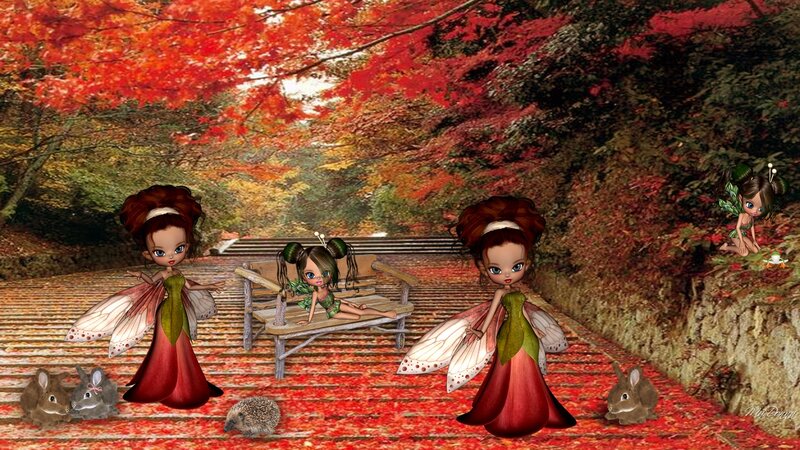 Fairies in Autumn Forest