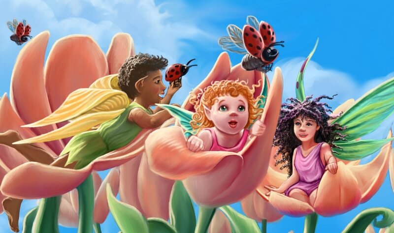 fairies in flower garden