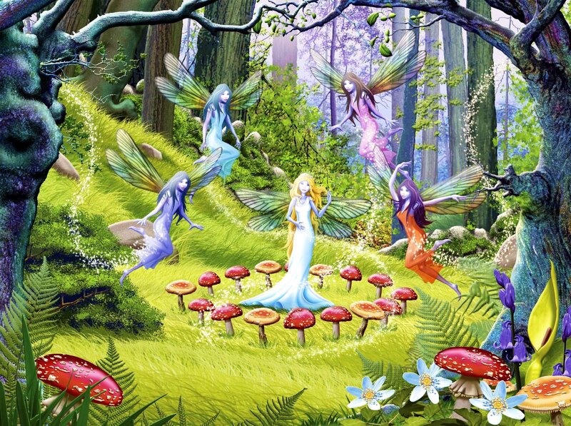 Fairies in Forest Clearing