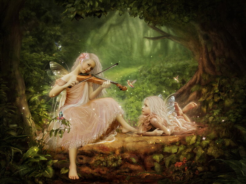 Fairies in Forest — Green, Serene