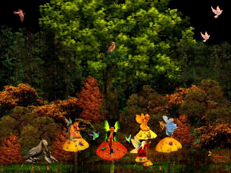 Fairies in Forest — Green