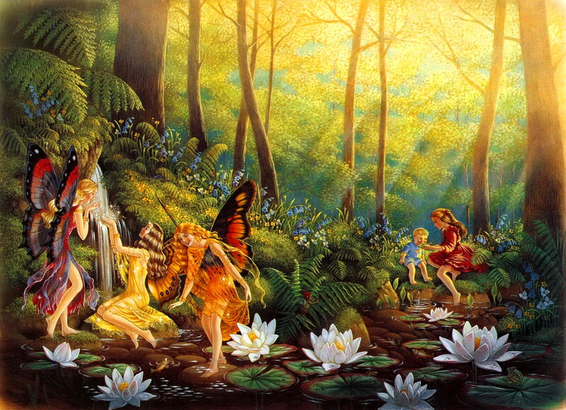 Fairies in Forest Pond