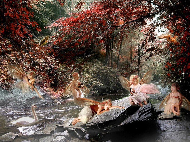 Fairies in Forest Stream