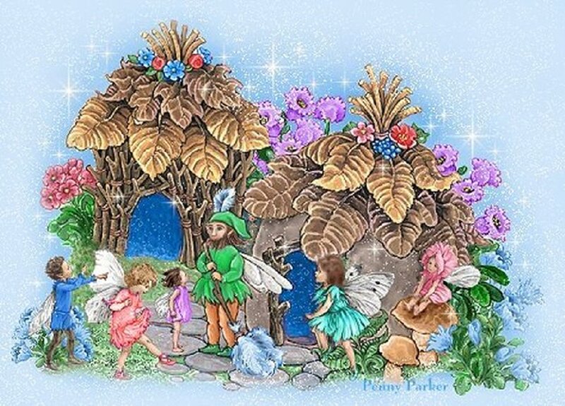 Fairies in Garden — Blue