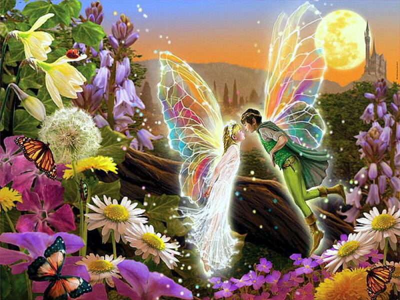 Fairies in Garden — Purple