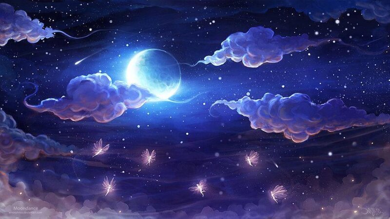 Fairies in Night Sky — Blue