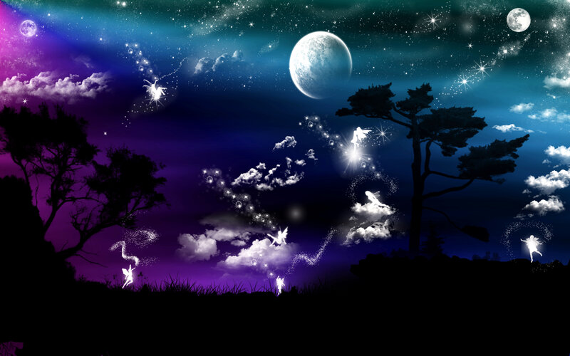 Fairies in Night Sky