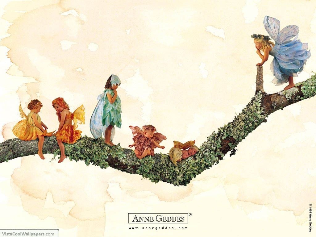 Fairies on a mossy branch