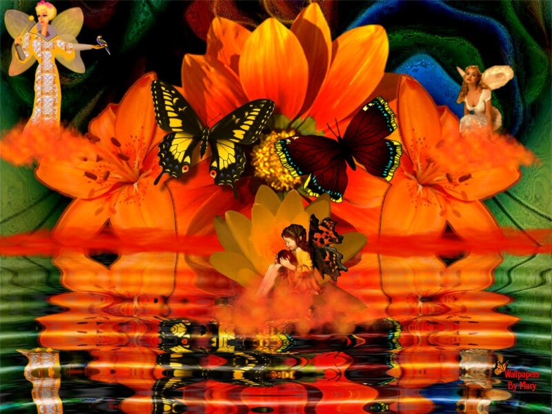 Fairies on Orange Flowers