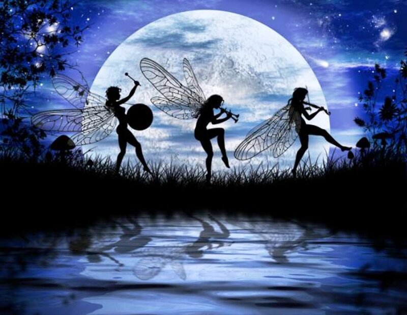 Fairies Silhouetted at Night
