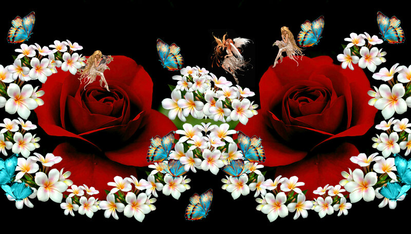 Fairies with Roses and Butterflies