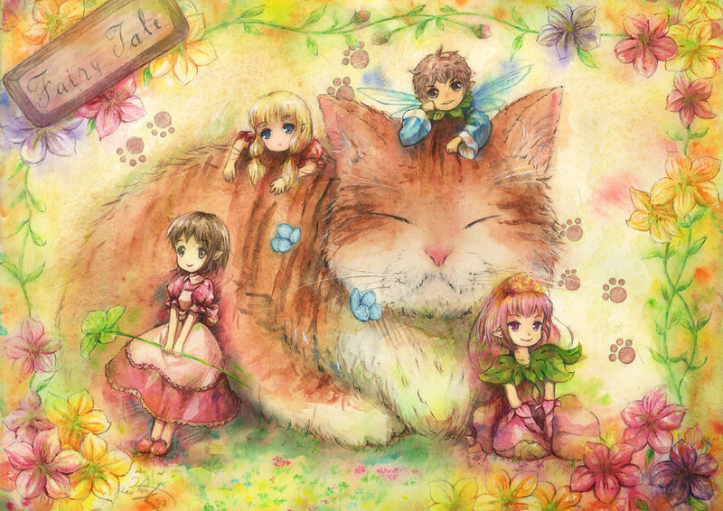 Fairies with Sleeping Cat