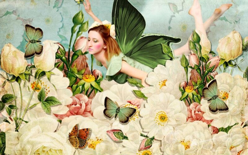 Fairy Among Flowers — White