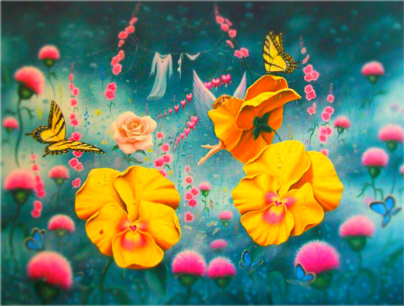 Fairy Among Flowers — Yellow, Whimsical, Spring