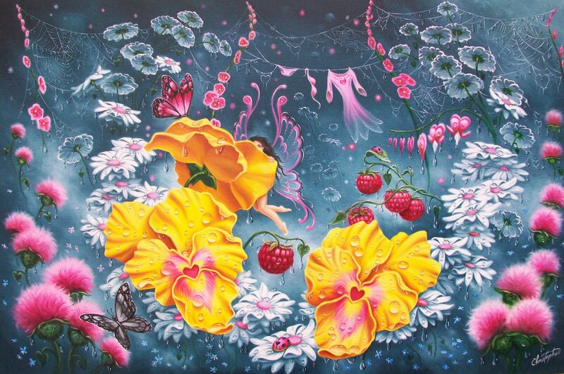 Fairy Among Flowers — Yellow, Whimsical