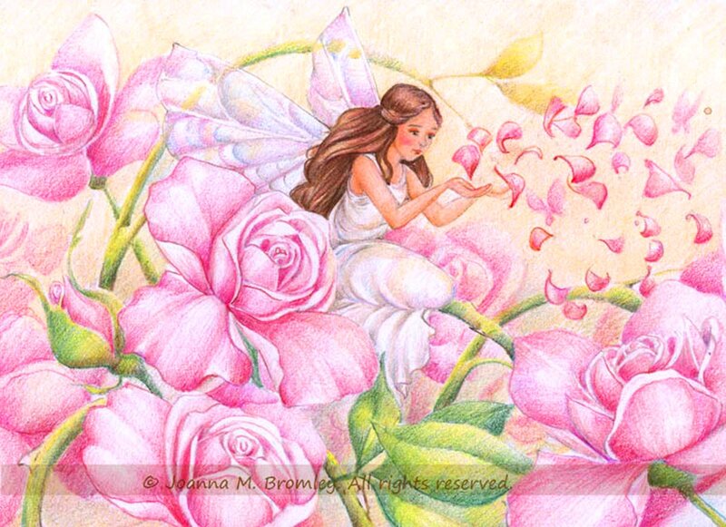 Fairy Among Pink Roses — Serene, Illustration