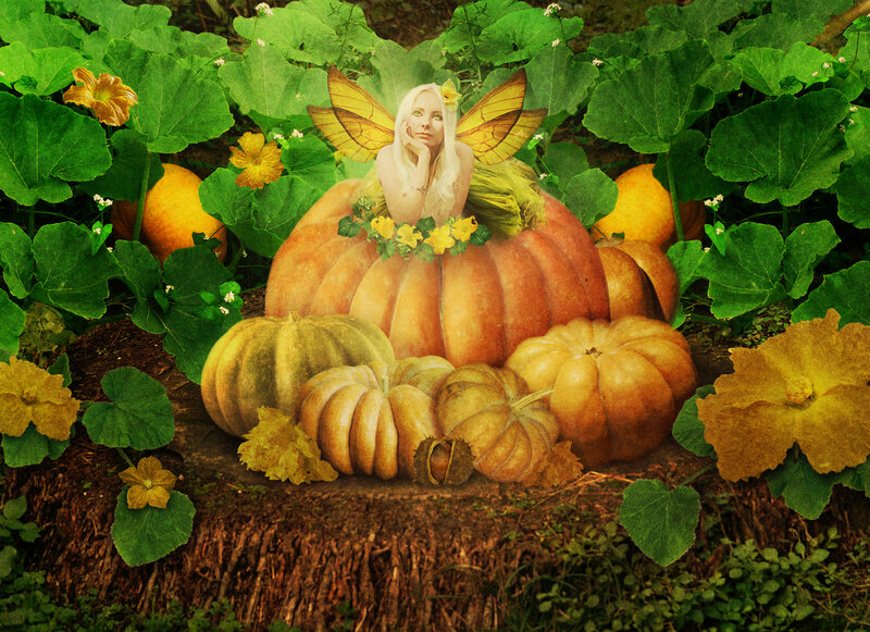 Fairy Among Pumpkins