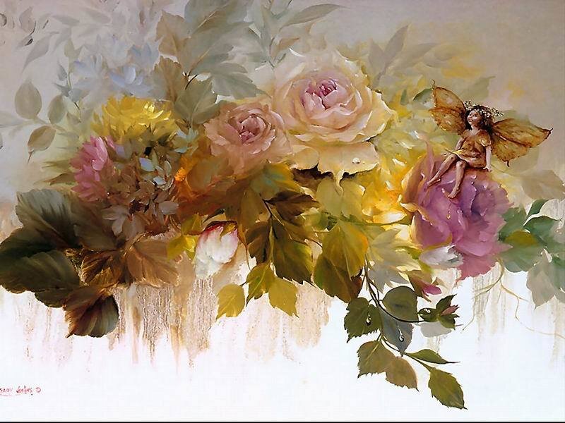 fairy among roses