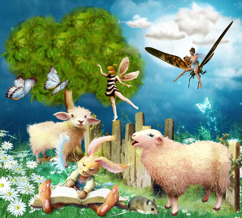 Fairy and Animals in Field