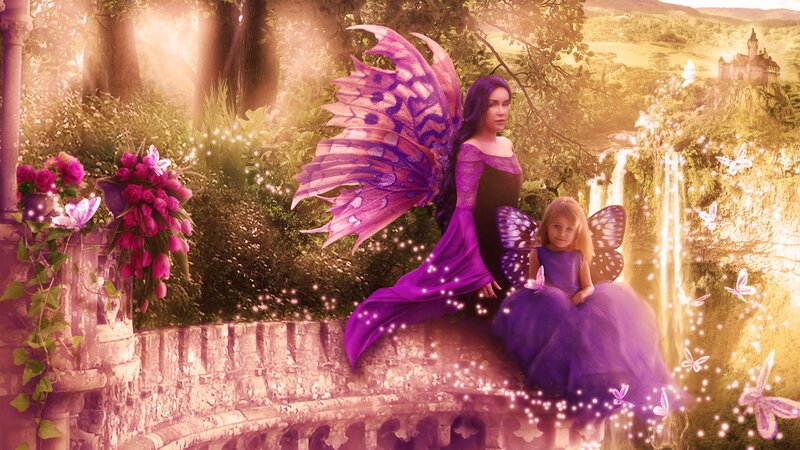 Fairy and Child on Bridge