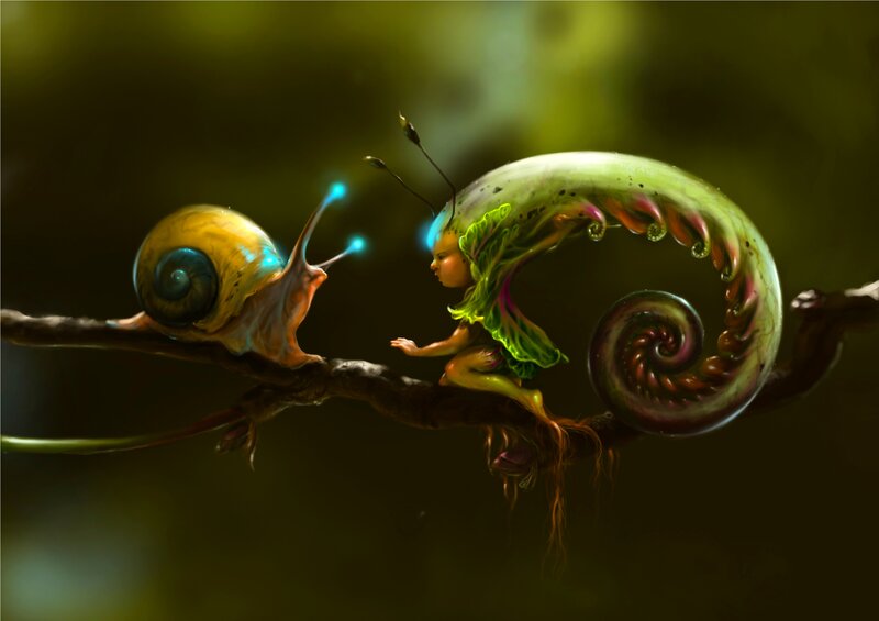 Fairy and Snail on Branch