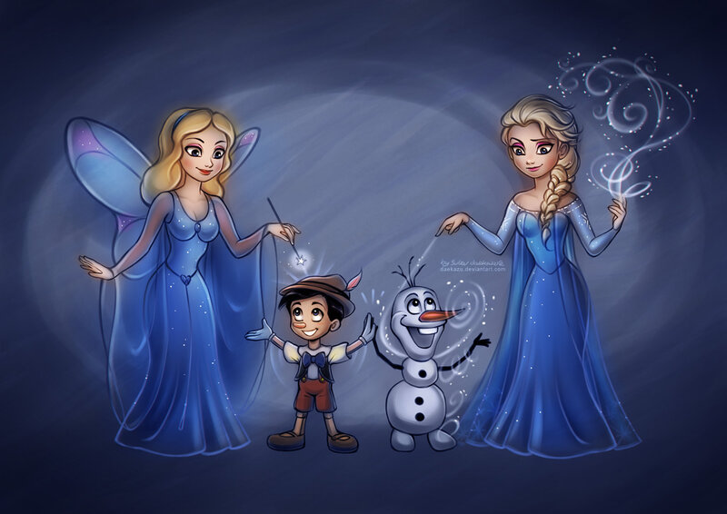 Fairy and Snowman with Princesses