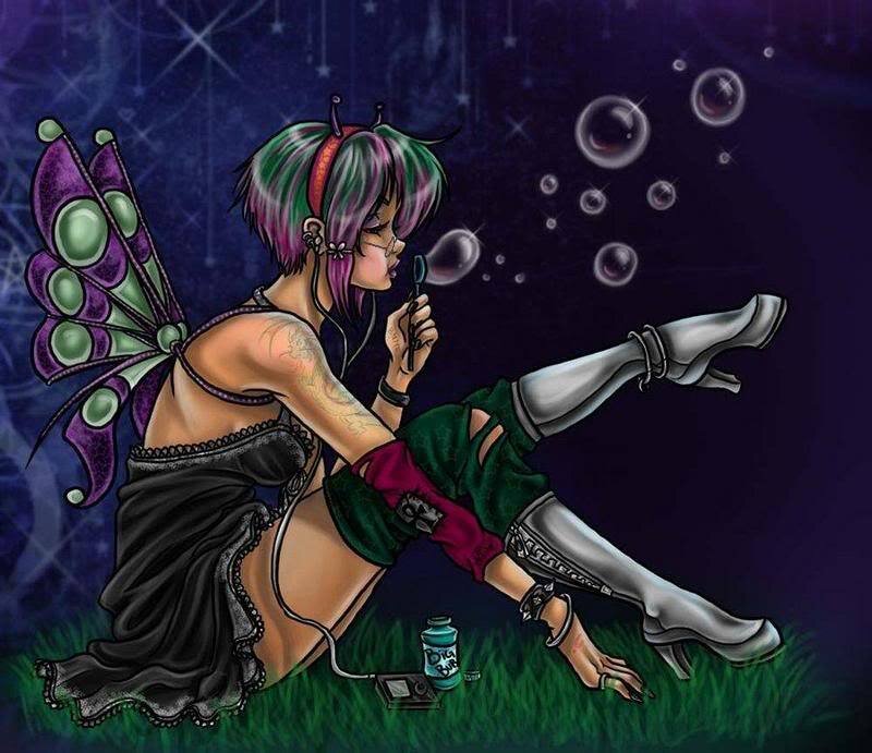 fairy blowing bubbles