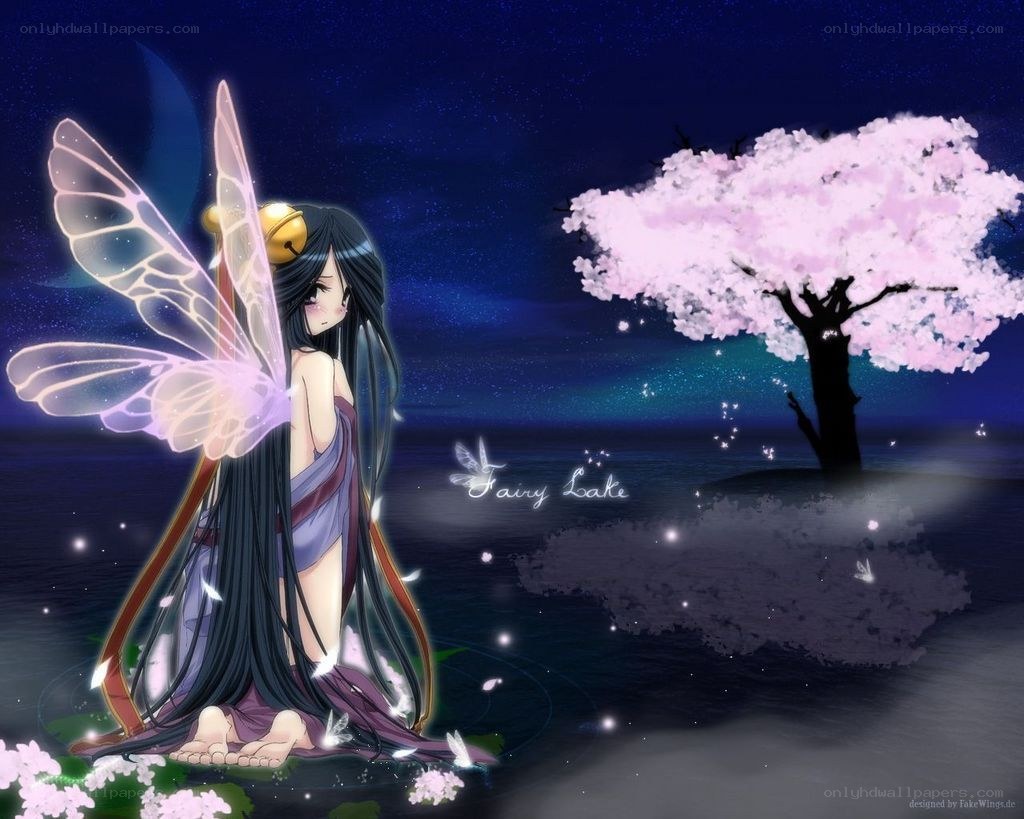 Fairy by a cherry blossom tree